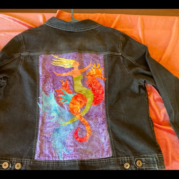 Hand designed Mermaid Jean jacket. Size 18/20W BACCINI . Boho whimsical - Picture 2 of 9
